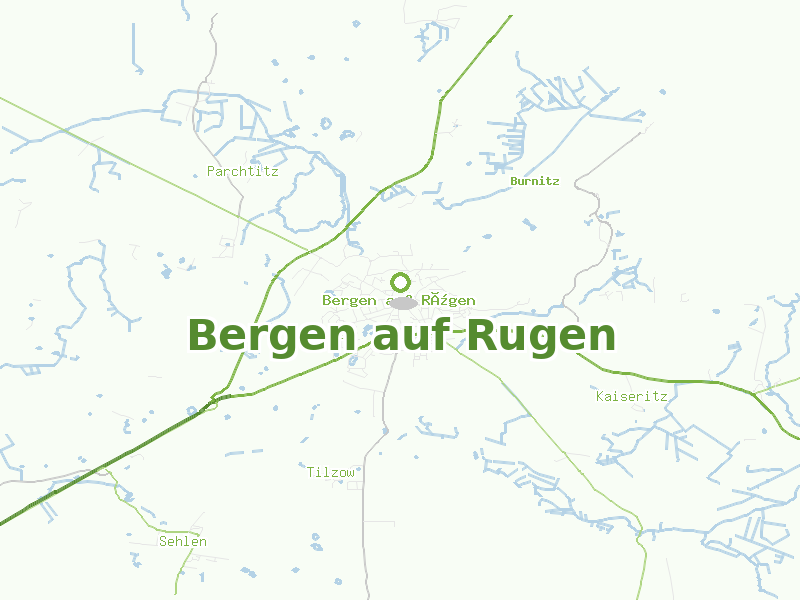Karte von Bergen auf Rugen