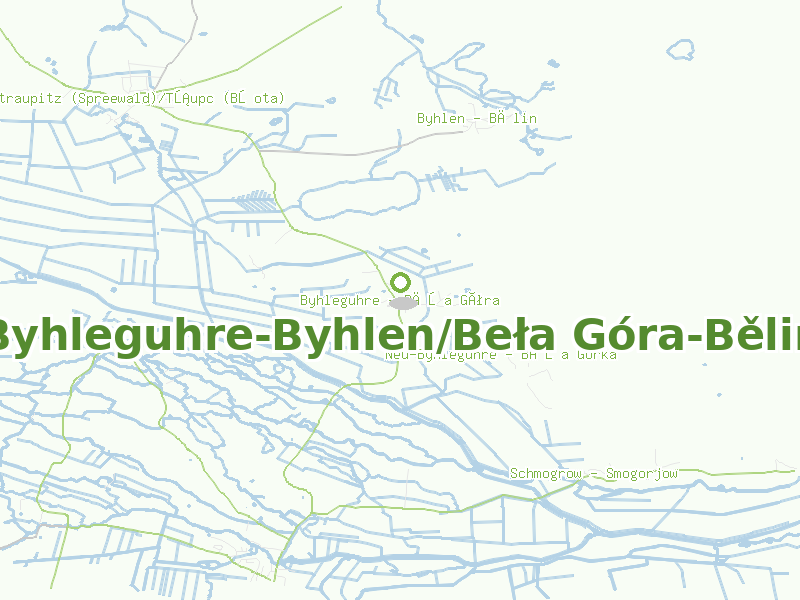Karte von Byhleguhre-Byhlen/Beła Góra-Bělin