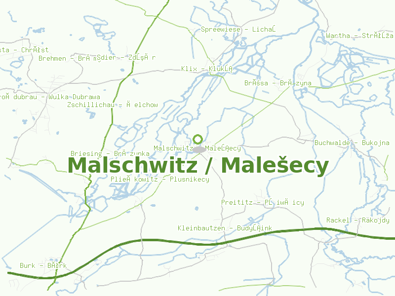 Karte von Malschwitz / Malešecy