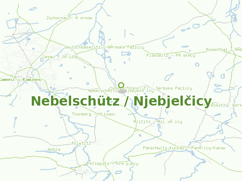 Karte von Nebelschütz / Njebjelčicy