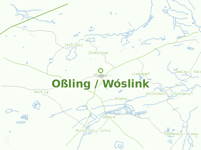 Karte von Oßling / Wóslink